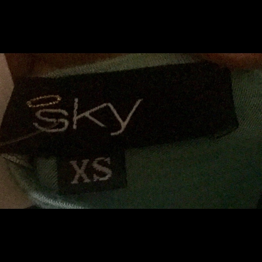 Y2K Designer Sky brand romantic sky blue crystal fleurdelis halterdress- XS/0-2 - Picture 6 of 8